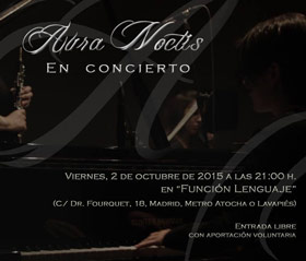 Aura Noctis live in Madrid - Función Lenguaje, October 2, 2015 - Poster - open/download image @818x697